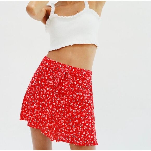 Zara EUC High Waist Ruffle Mini Skort With Ties Black Size S - Picture 2 of 9